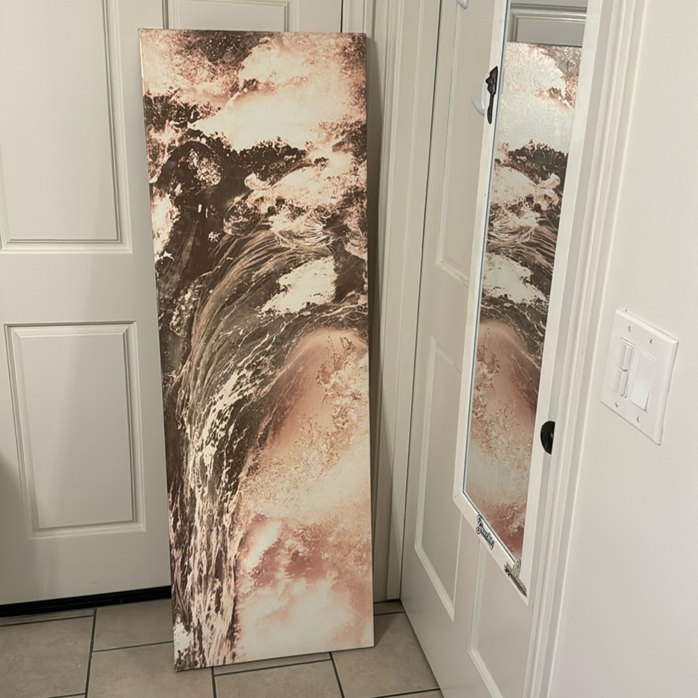 Printed landscape painting. Wave painting. Pink wave. 59.5 in by 20 in. Pretty